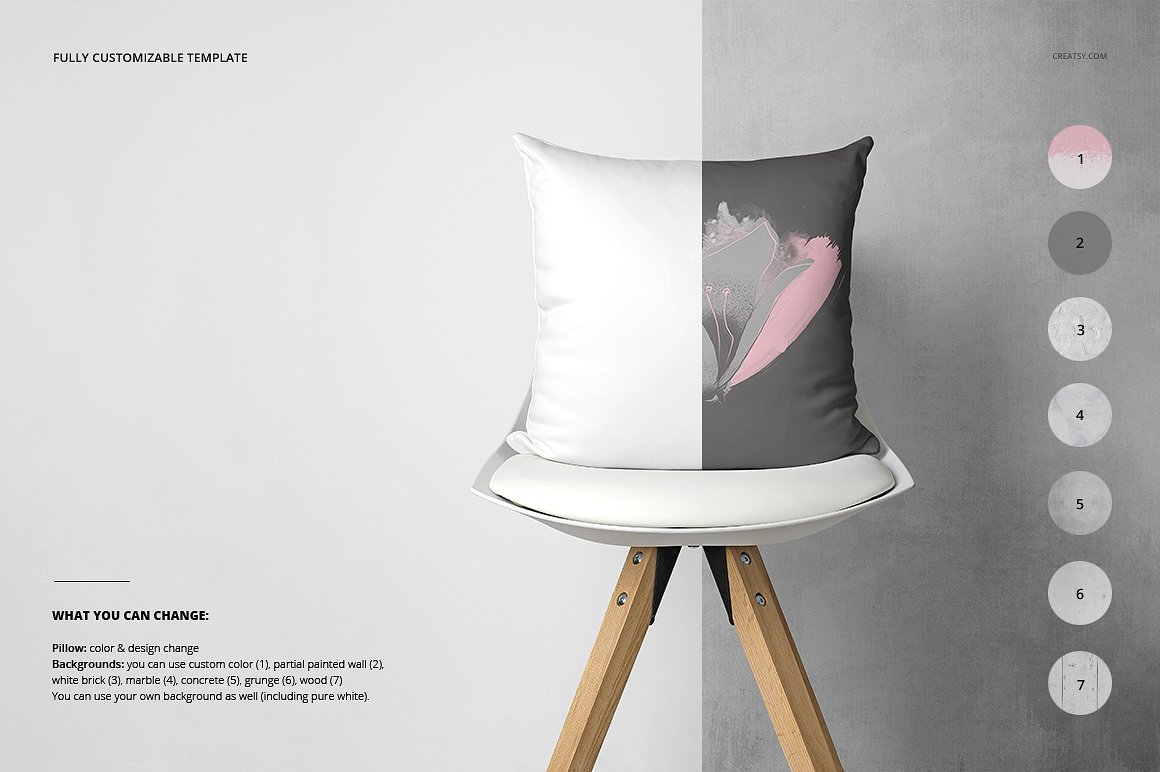 精美的枕头样机集(椅子版) Fabric Factory v.4 Pillow On Chairs插图3