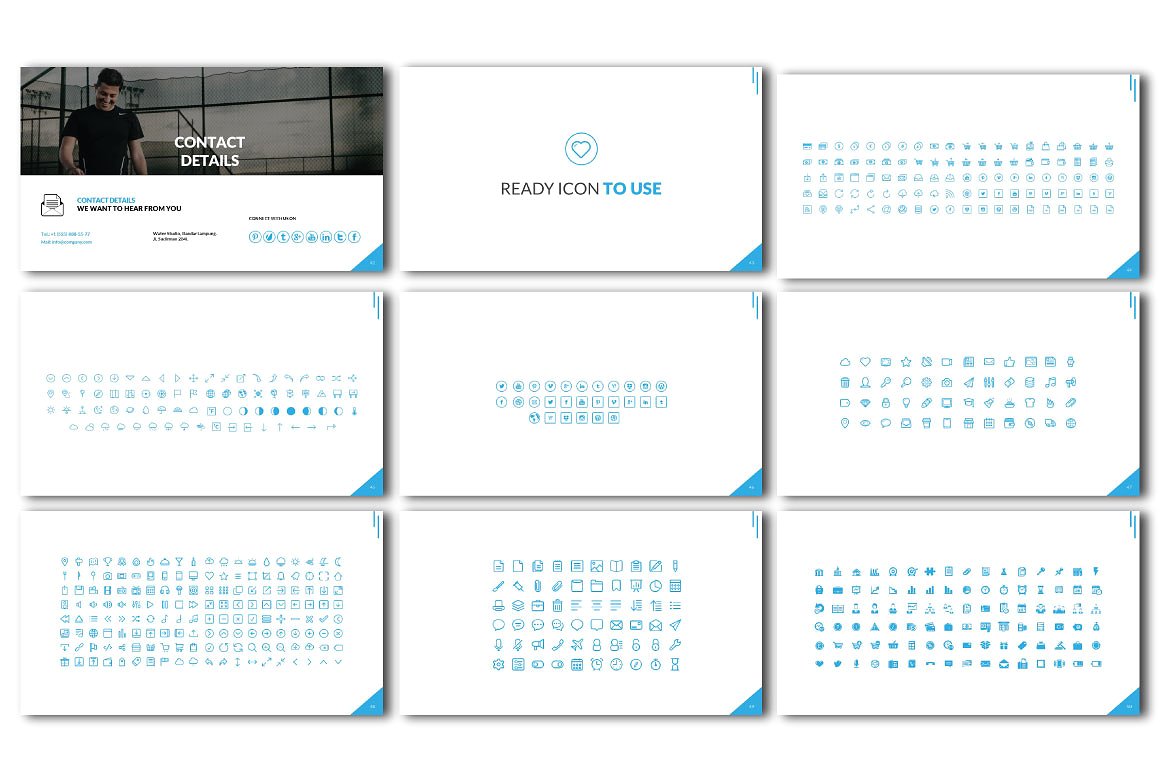 强大的蓝色企业介绍幻灯片模板 WATER Presentation Templates插图6