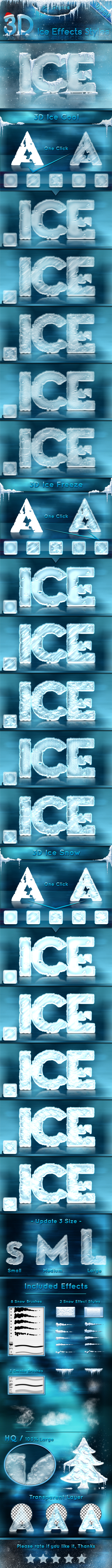 3D冰冰凉凉冻结与雪效果字体样式 3D Ice Cool Freeze & Snow Effects Styles插图