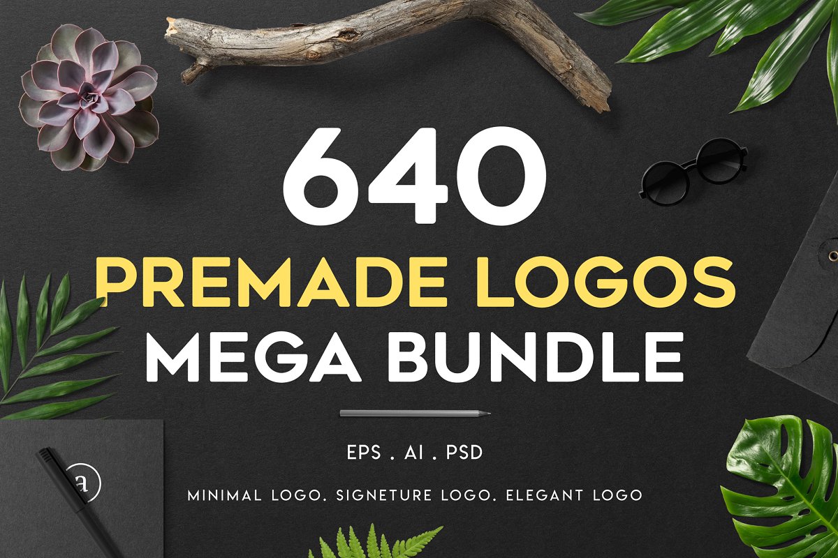 超巨量640个标志设计模板集合 640 Premade Logos Mega Bundle插图