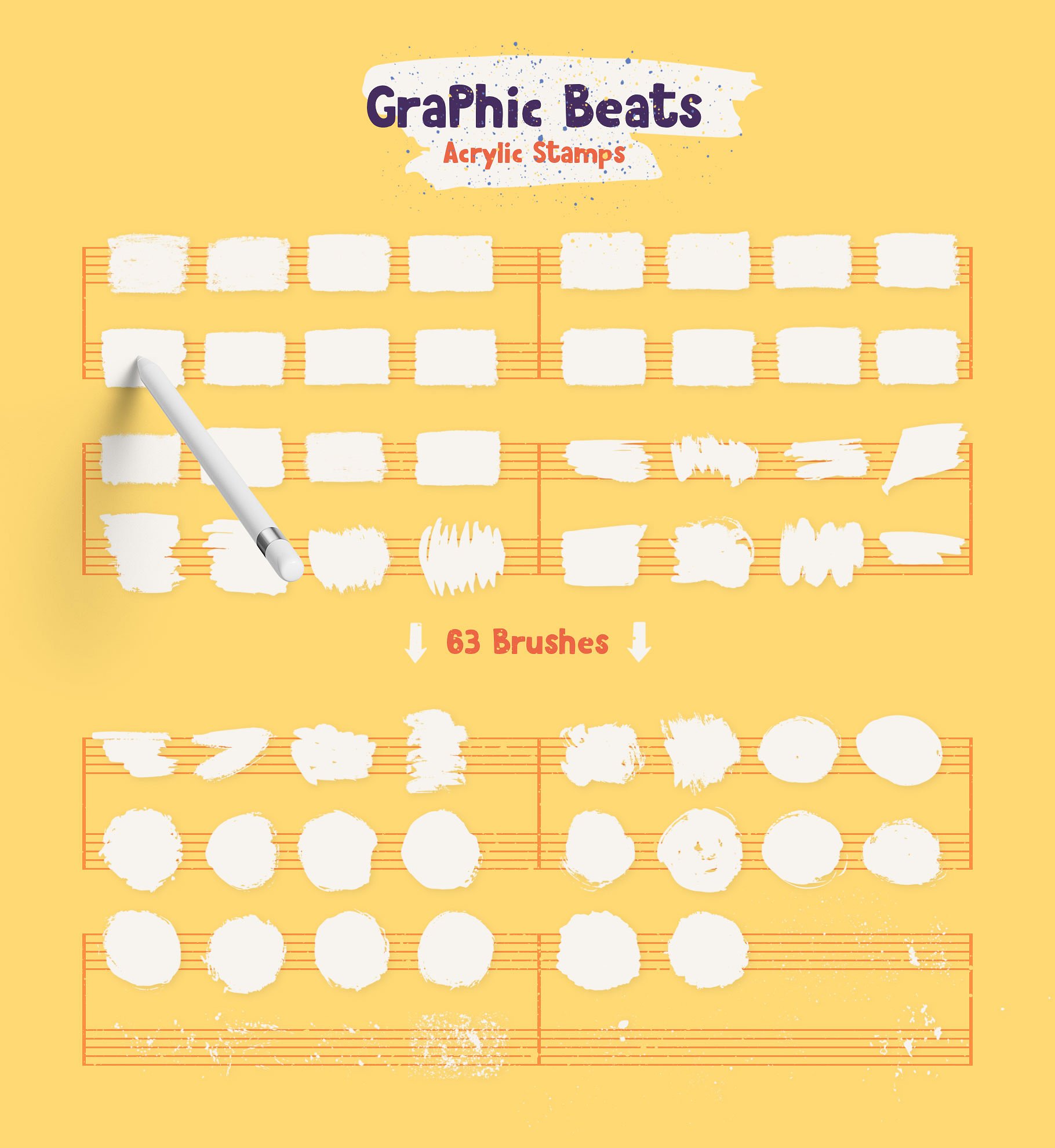 手绘卡通粗糙符合线条图形ProCreate图章笔刷 Graphic Beats Brushes for ProCreate插图6