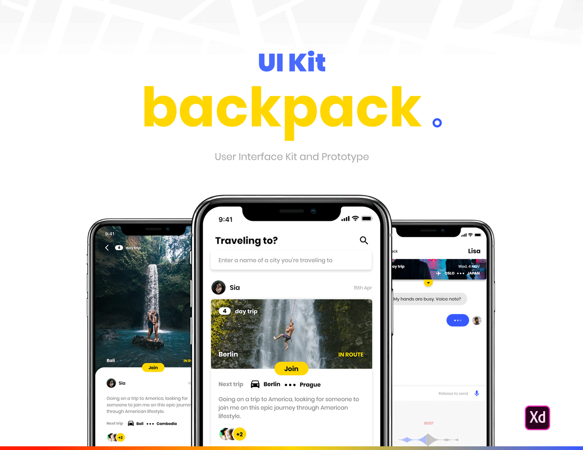 强大的旅行社交APP UI工具包 Backpack UI Kit插图