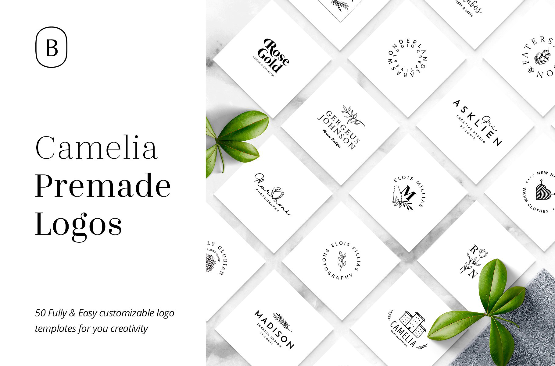 50个以茶花为元素的标志模板 Camelia – 50 Premium Logo Templates插图