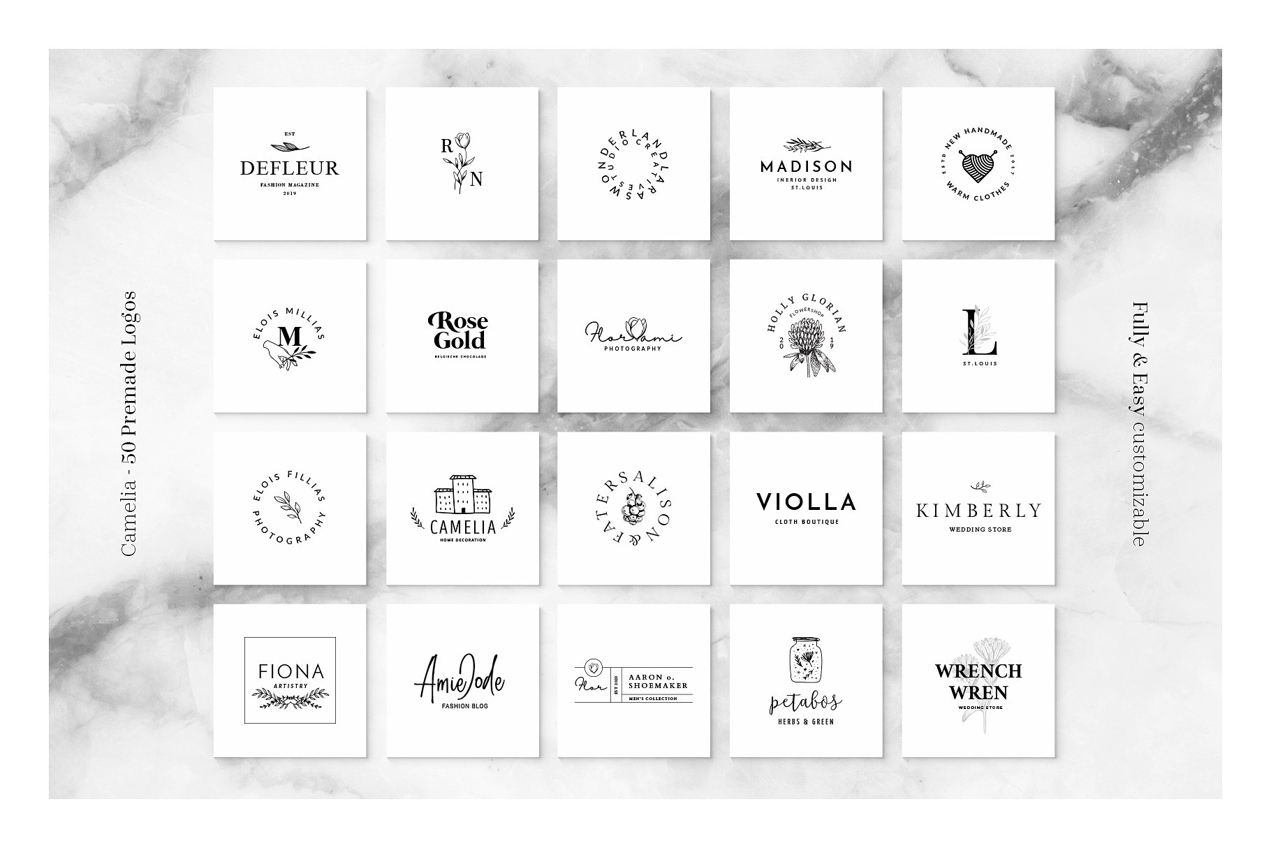 50个以茶花为元素的标志模板 Camelia – 50 Premium Logo Templates插图3