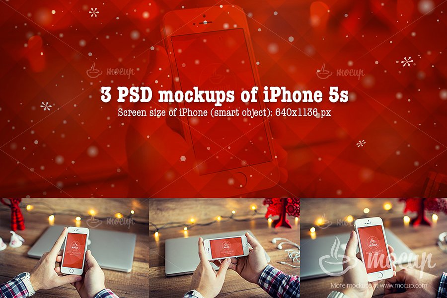 9款圣诞节元素苹果设备的样机 9 PSD Mockups Christmas插图1