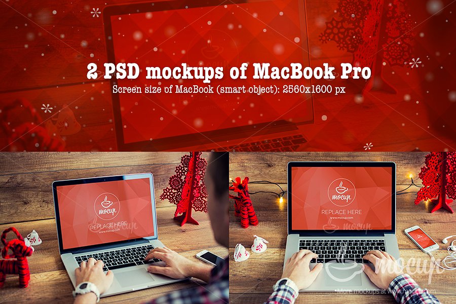 9款圣诞节元素苹果设备的样机 9 PSD Mockups Christmas插图3