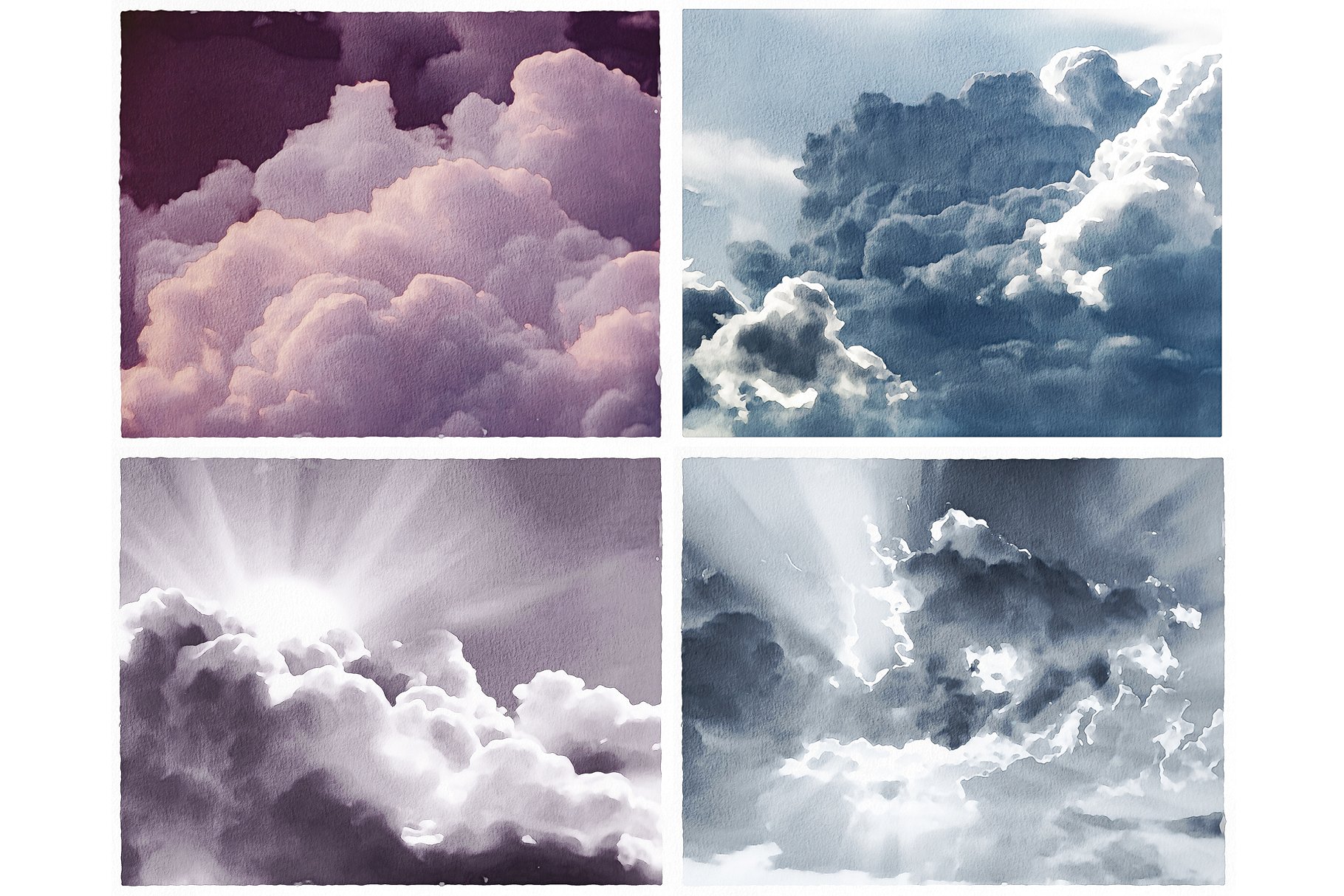 7高分辨率水彩云彩纹理 7 High-Resolution Watercolor Clouds Textures插图1