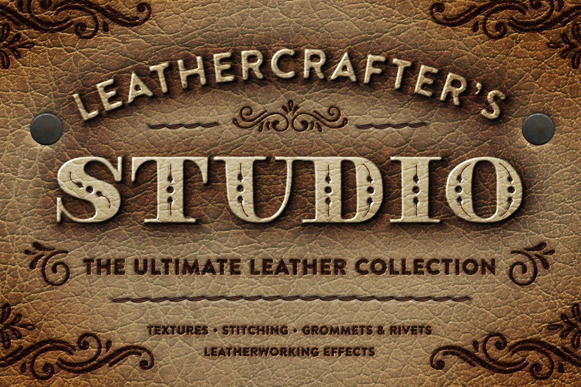 皮革立体效果文字样式 The Leathercrafter – Smart PSD插图