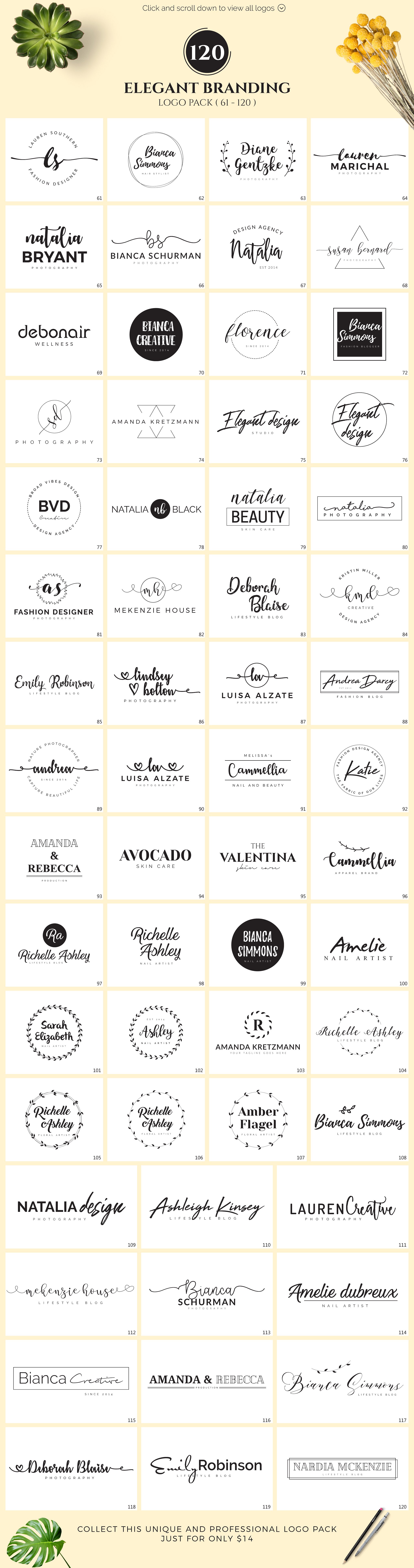 120款优雅的品牌标识完美的集合 120 Elegant Branding Logo Pack插图3
