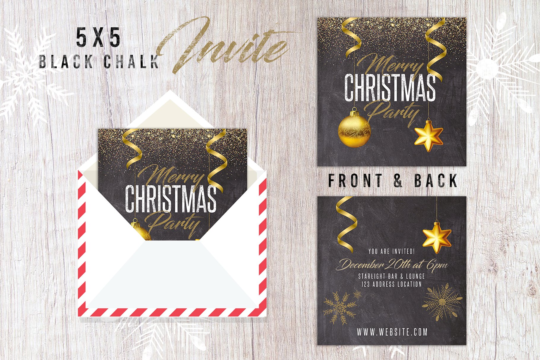 优雅的圣诞假日派对活动邀请海报 Christmas Holiday Invite Bundle Pack插图1