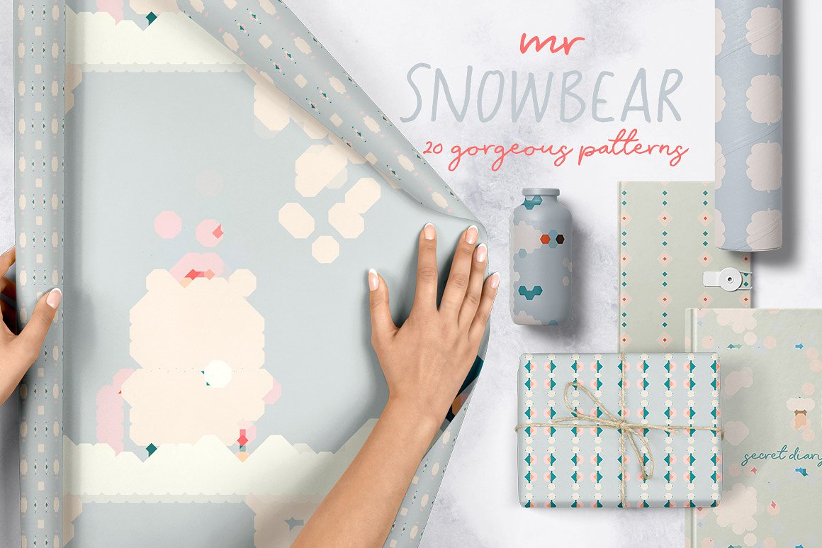 可爱的新的圣诞小熊剪贴画 Mr Snowbear Clipart Set插图2