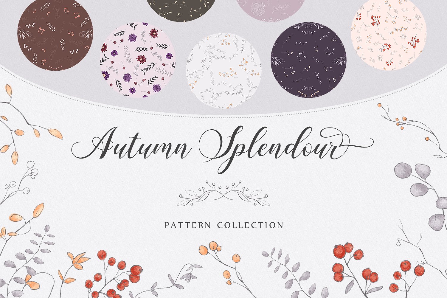 秋天蝶舞模式集合 Autumn Splendour Patterns插图