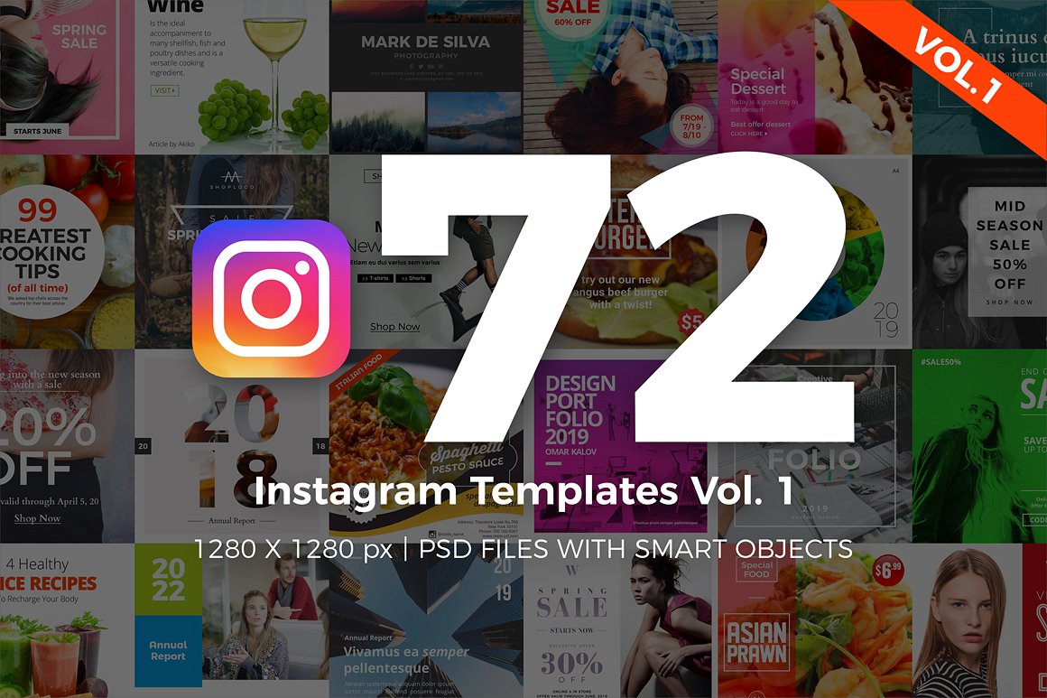 72款干净锋利Instagram的模板VOL.1 72 Instagram Templates Vol.1插图