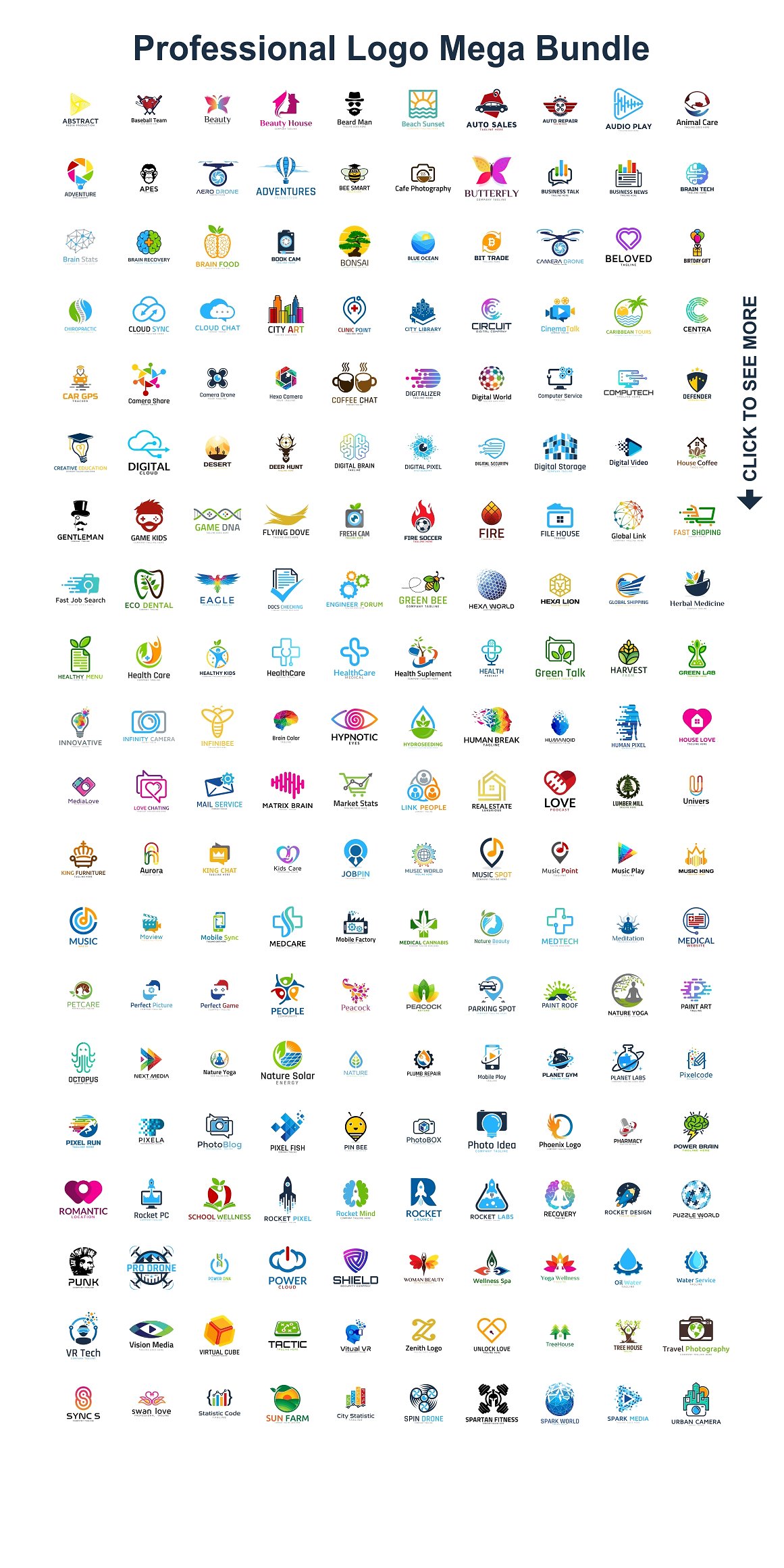 200款专业标志设计AI矢量模板包 Logo Template Mega Bundle – 200 in 1插图1