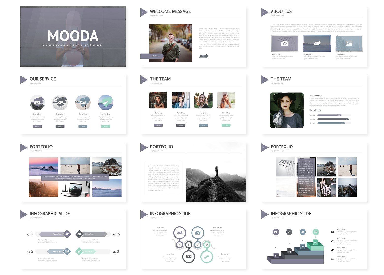 现代简约的个人简历&企业介绍幻灯片模板 Mooda – Powerpoint, Keynote and Google Sliders插图3