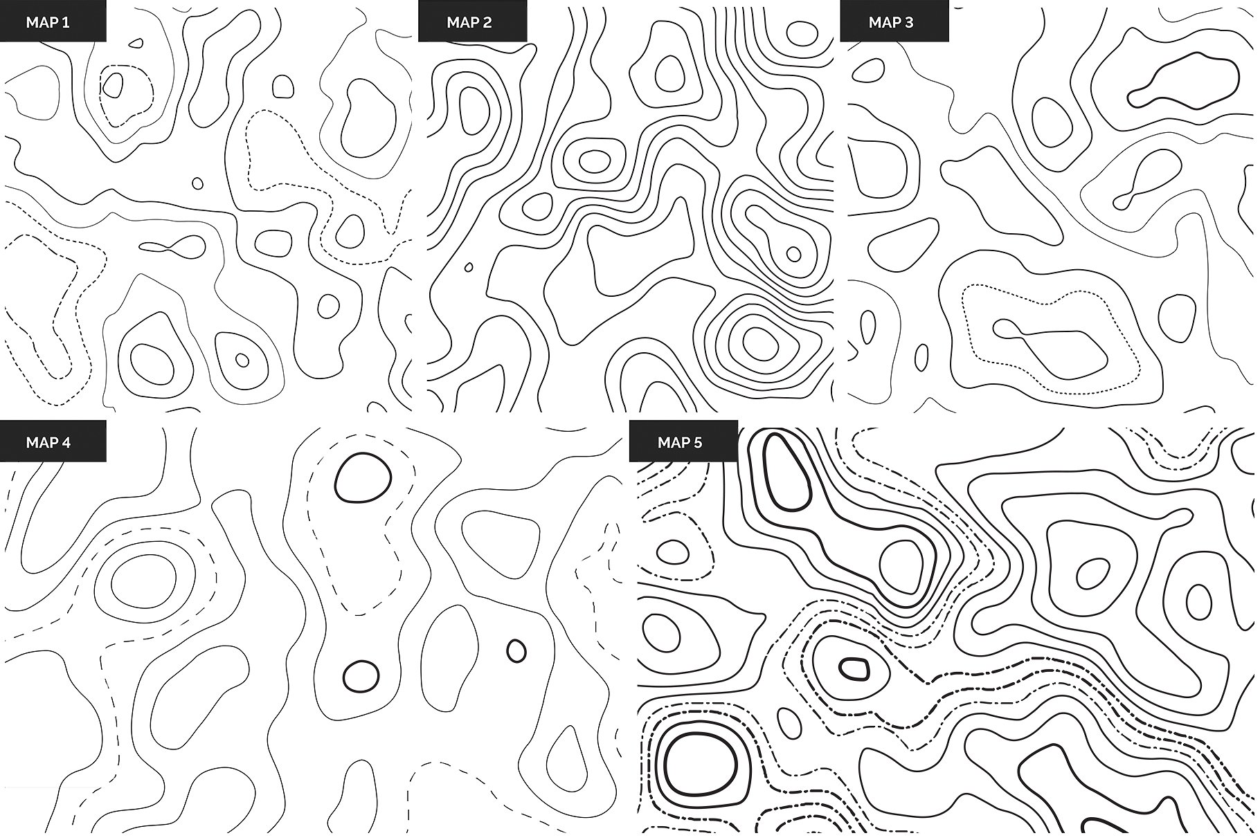 10种无缝向量模式与线性轮廓纹理 10 Topographic Maps Patterns插图9