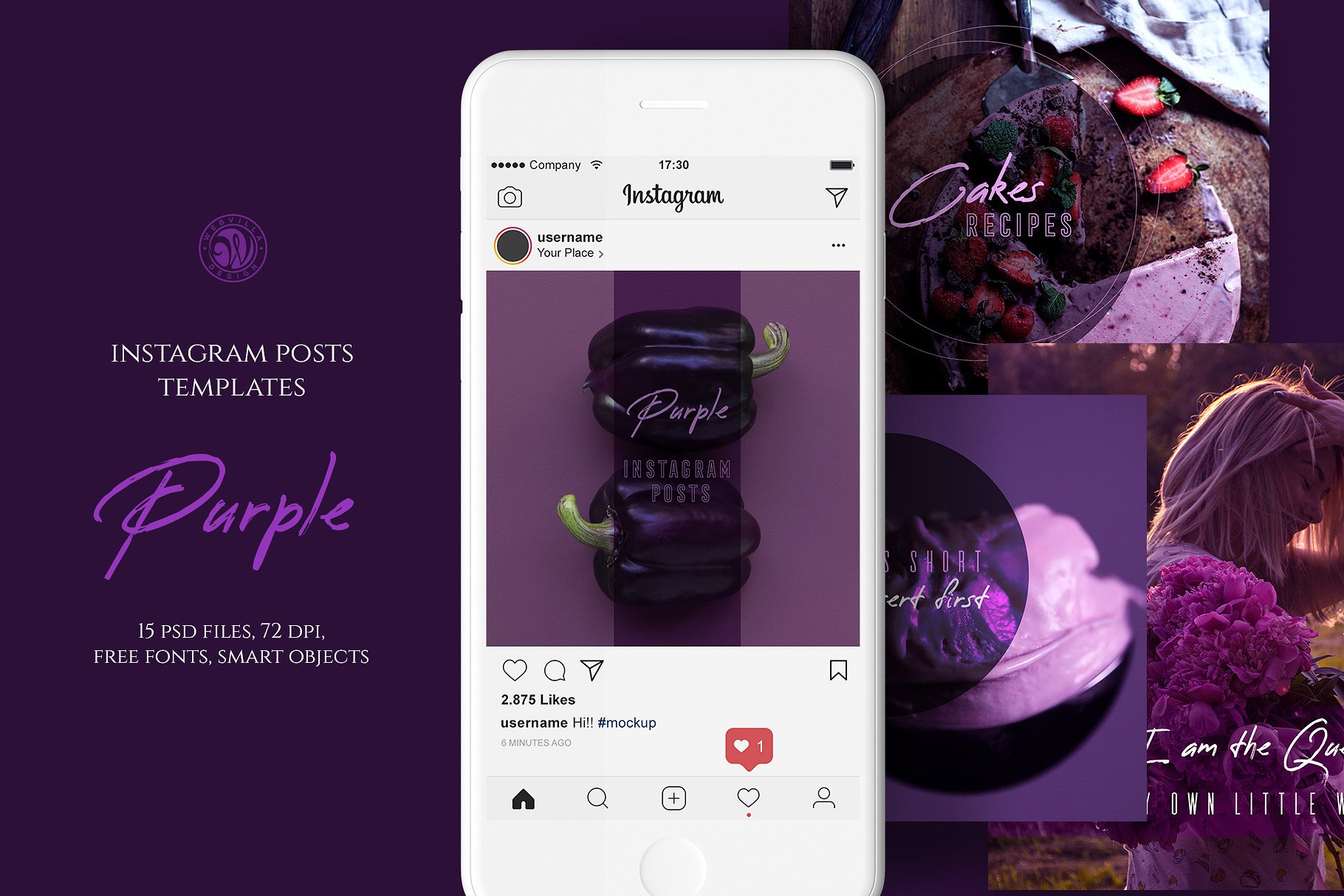 紫色优雅的Instagram模板包 Purple Instagram Posts插图