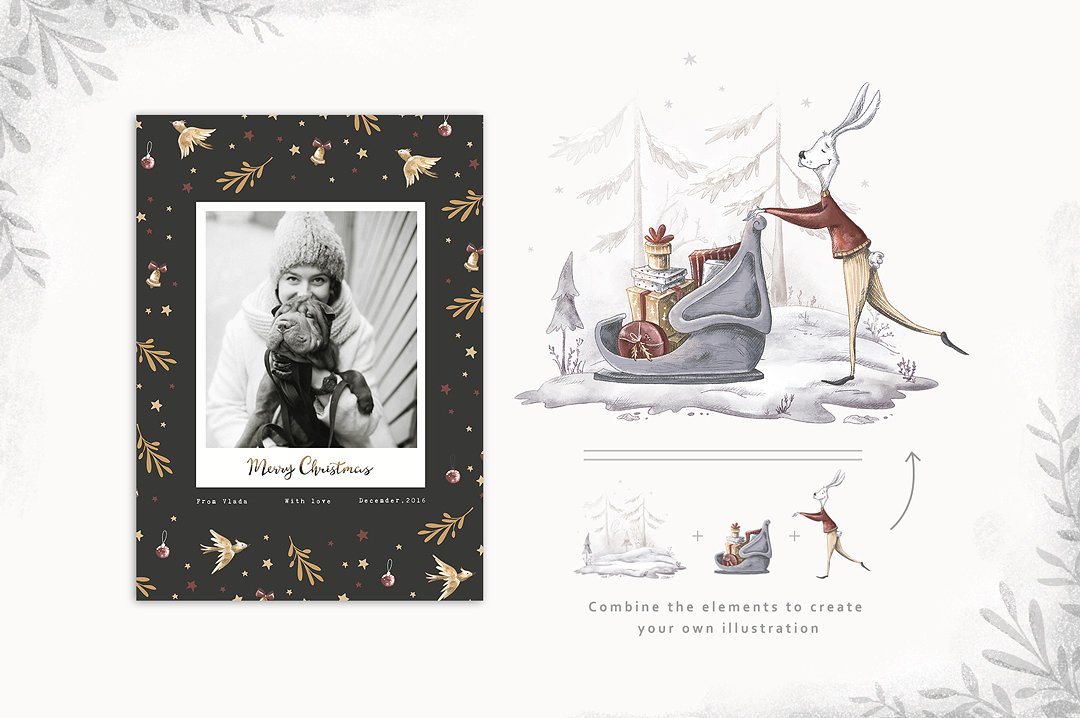 华丽复古的圣诞和新年的插图的集合 Vintage Christmas Collection插图5