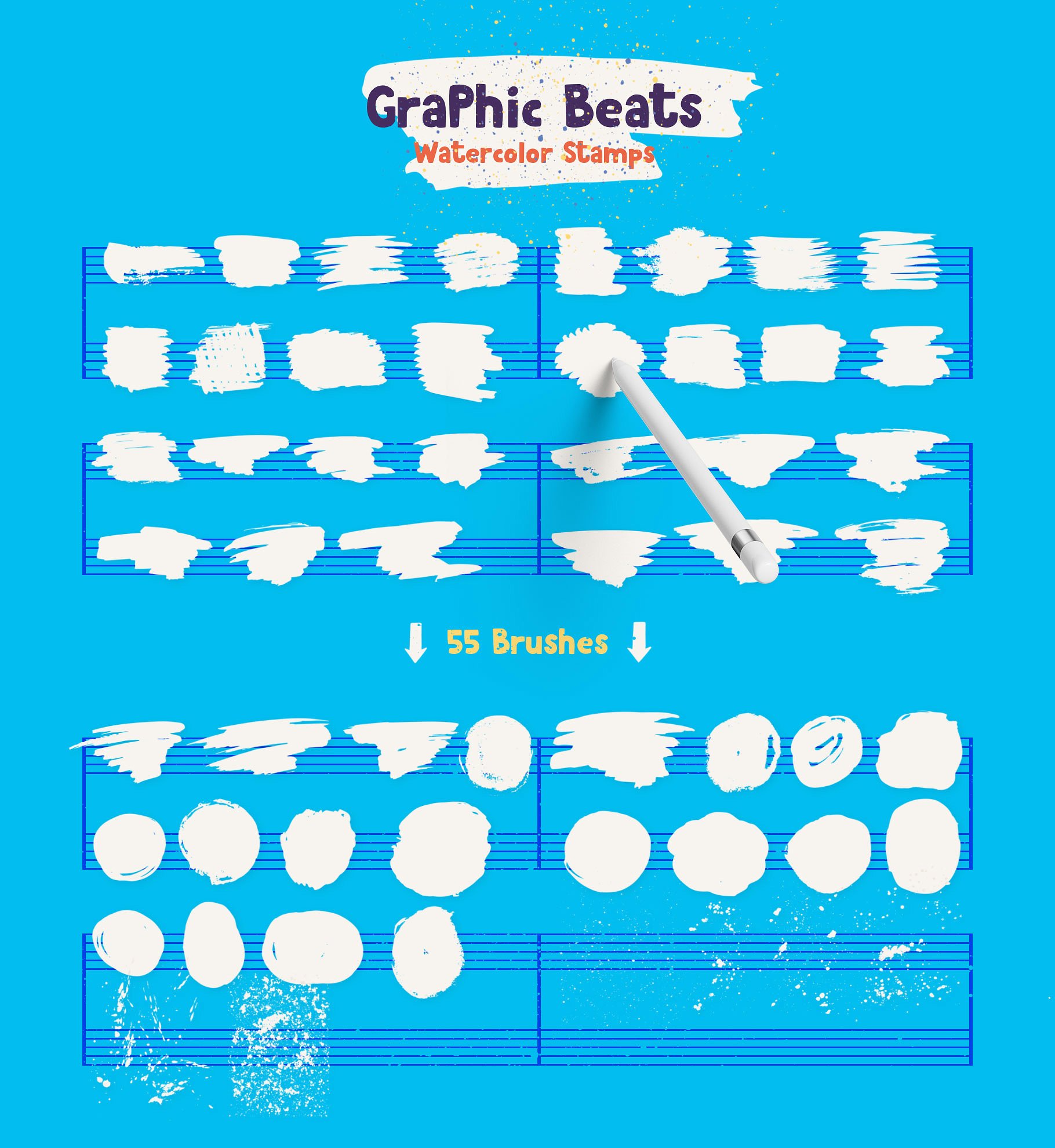手绘卡通粗糙符合线条图形ProCreate图章笔刷 Graphic Beats Brushes for ProCreate插图4