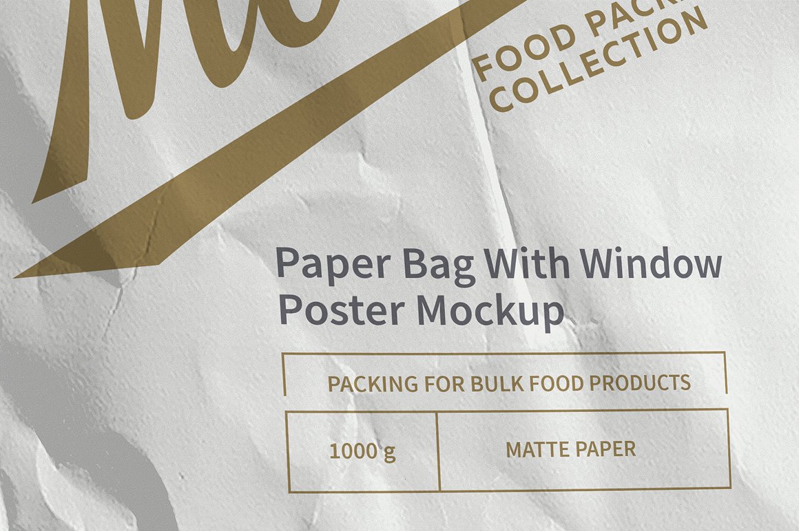 白色食品带窗口纸袋样机 White Paper Bag With Window Mockup插图4