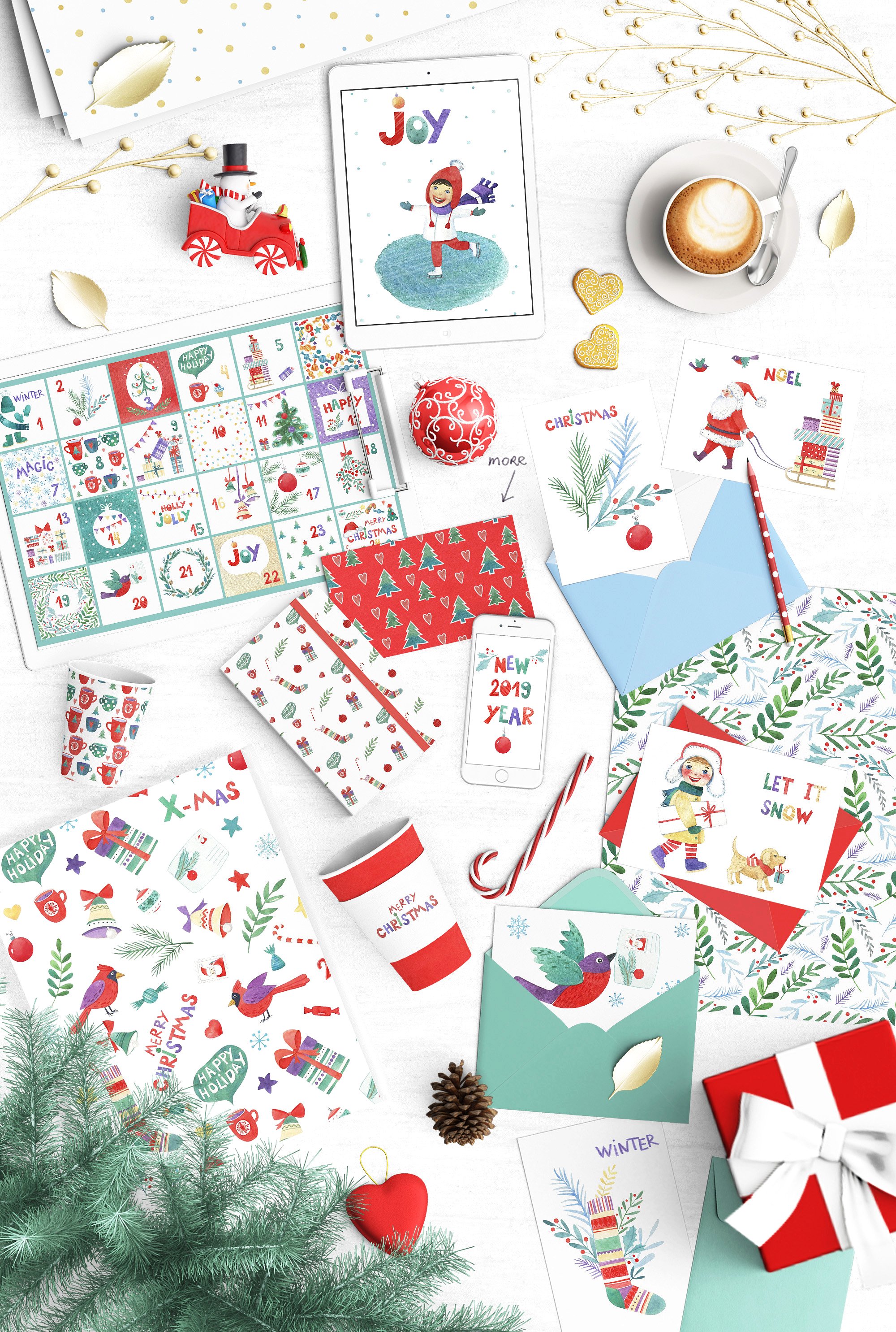 超级幸福的手绘水彩圣诞节快乐图案集 Watercolor Christmas Fun Bundle插图1 超级幸福的手绘水彩圣诞节快乐图案集 Watercolor Christmas Fun Bundle插图1