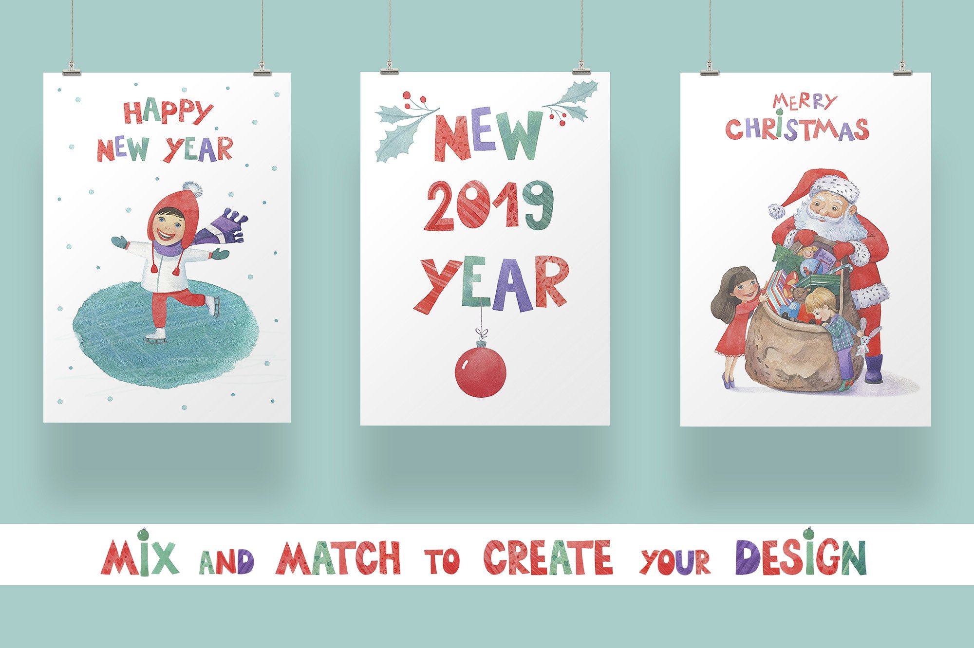 超级幸福的手绘水彩圣诞节快乐图案集 Watercolor Christmas Fun Bundle插图3 超级幸福的手绘水彩圣诞节快乐图案集 Watercolor Christmas Fun Bundle插图3