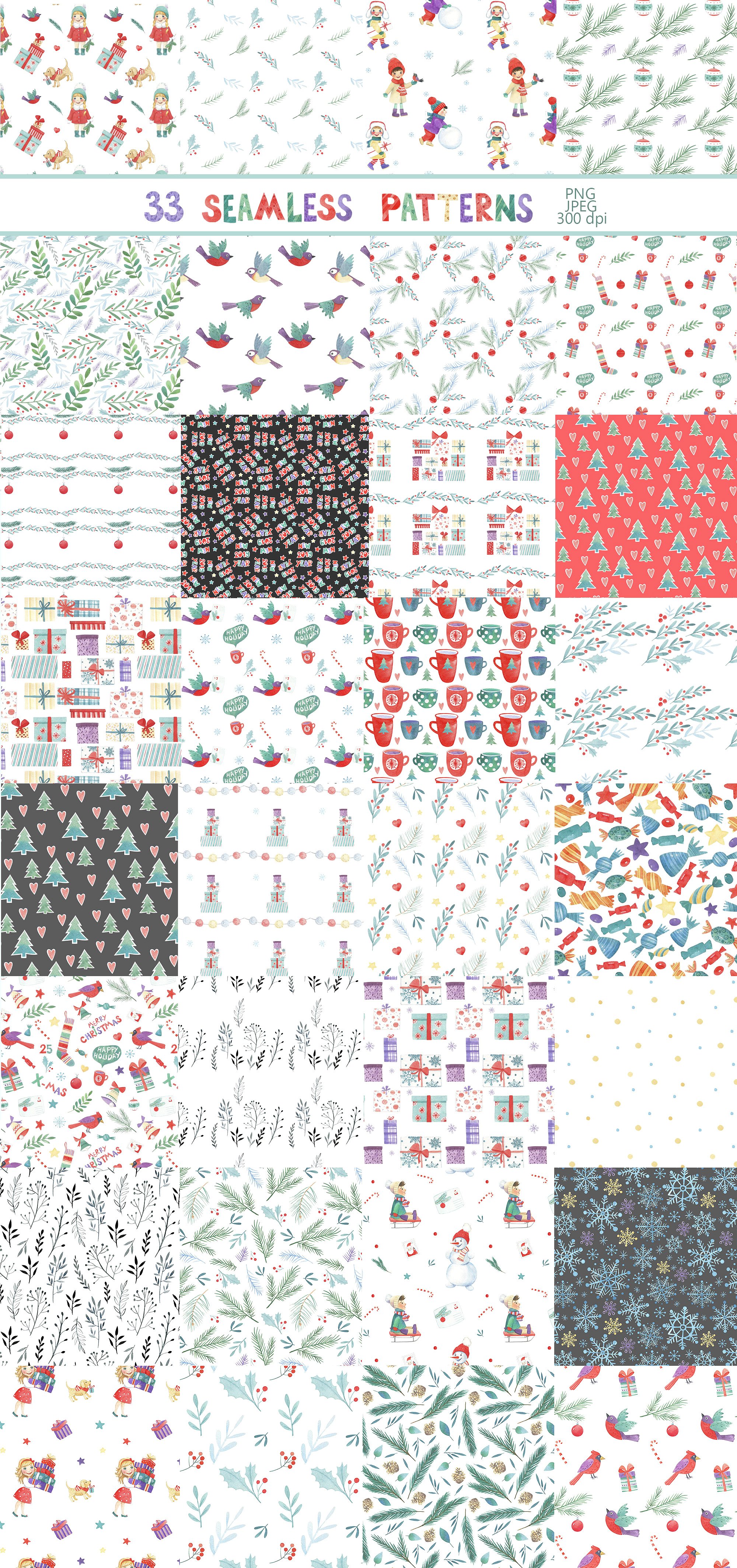 超级幸福的手绘水彩圣诞节快乐图案集 Watercolor Christmas Fun Bundle插图11 超级幸福的手绘水彩圣诞节快乐图案集 Watercolor Christmas Fun Bundle插图11