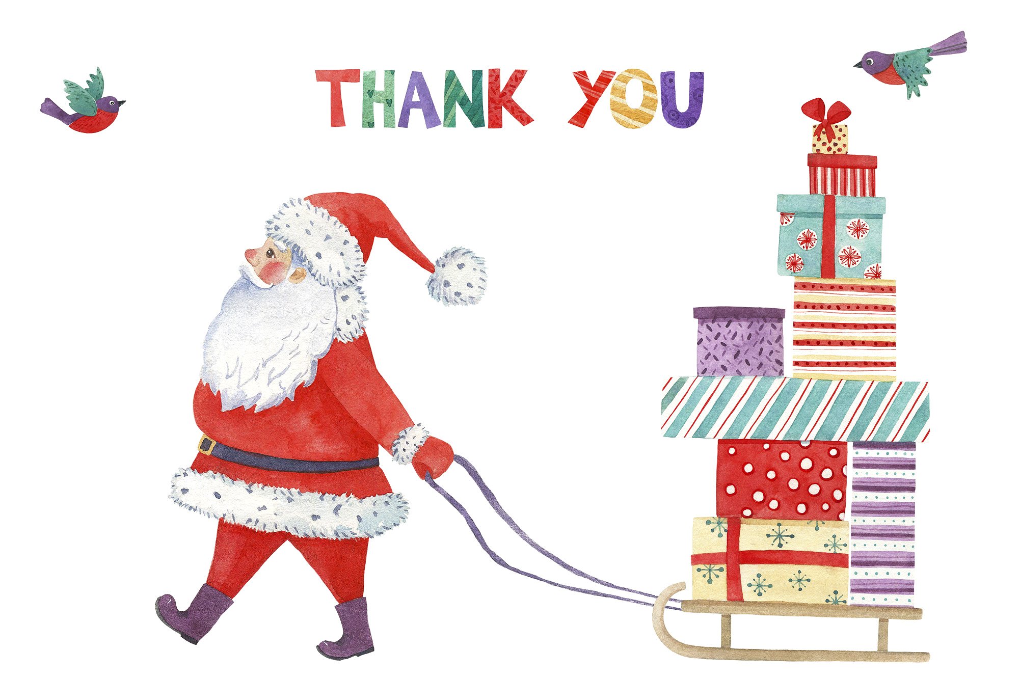 超级幸福的手绘水彩圣诞节快乐图案集 Watercolor Christmas Fun Bundle插图12 超级幸福的手绘水彩圣诞节快乐图案集 Watercolor Christmas Fun Bundle插图12