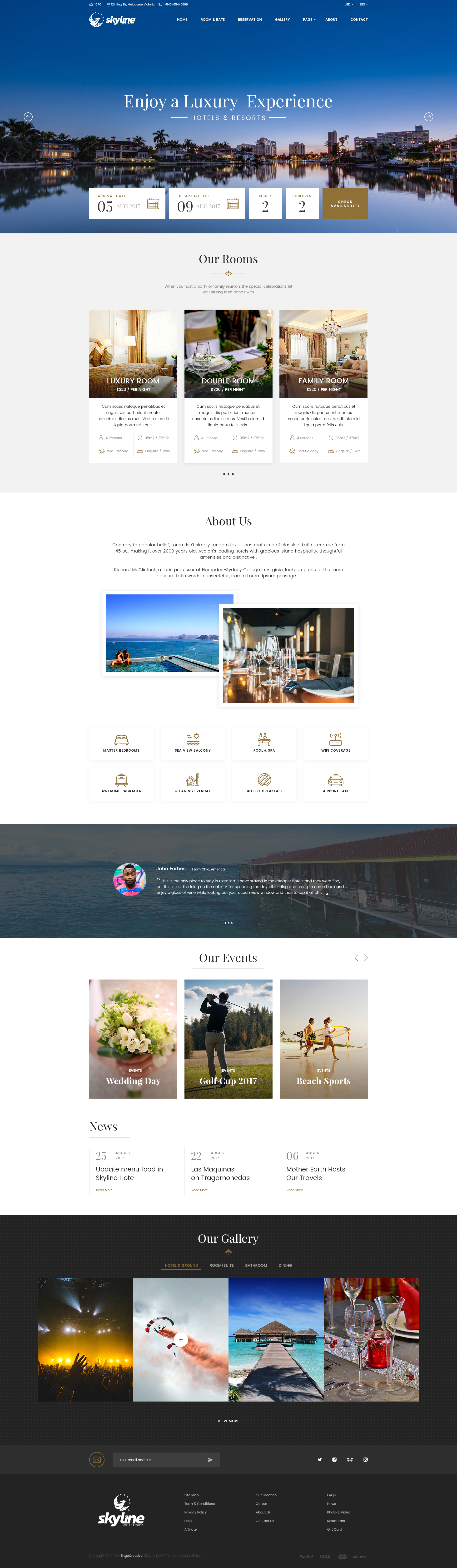 有吸引力的和现代的假日酒店网站模板 Attractive And Modern Holiday Hotel Website Template插图1
