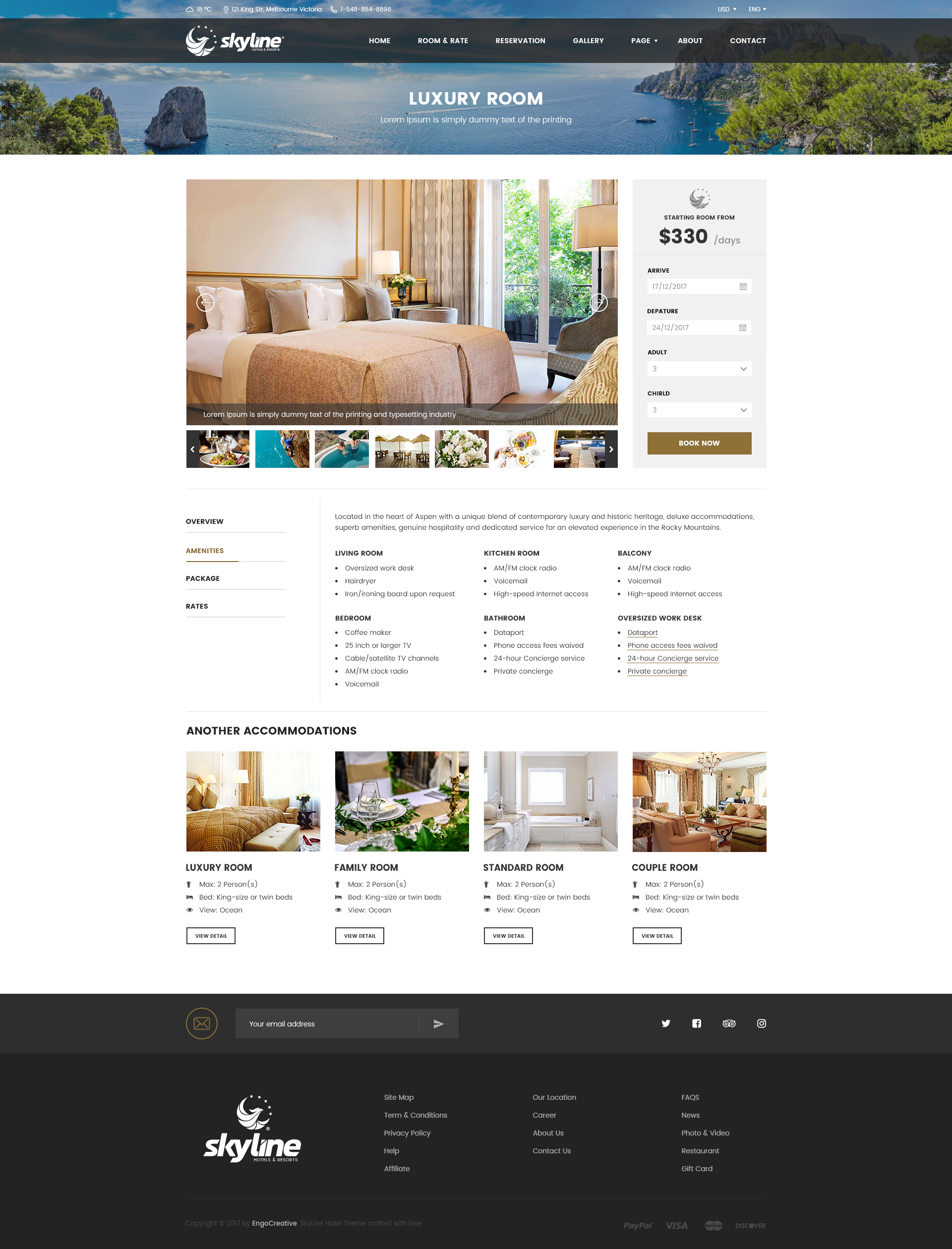 有吸引力的和现代的假日酒店网站模板 Attractive And Modern Holiday Hotel Website Template插图10