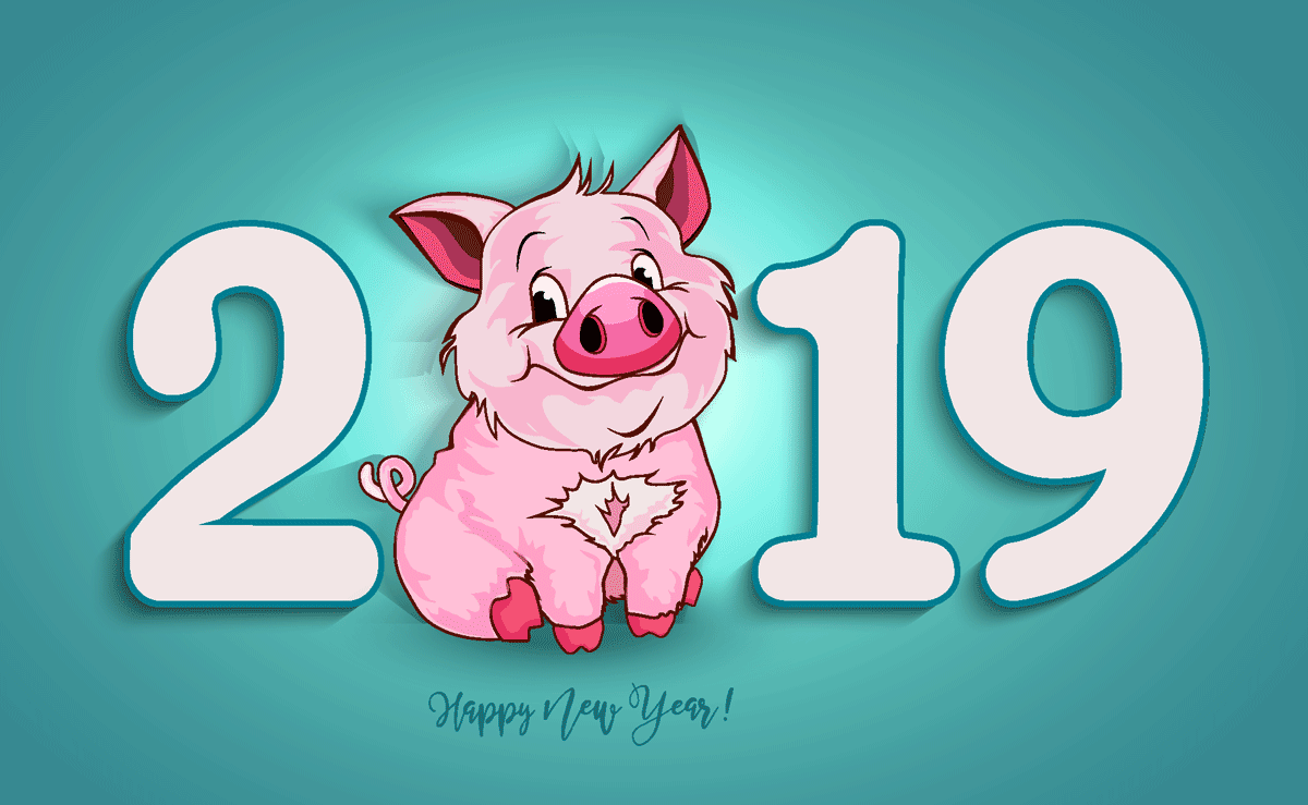 蓝色的新年猪年背景 Blue New Year Backgrounds With Pigs插图3