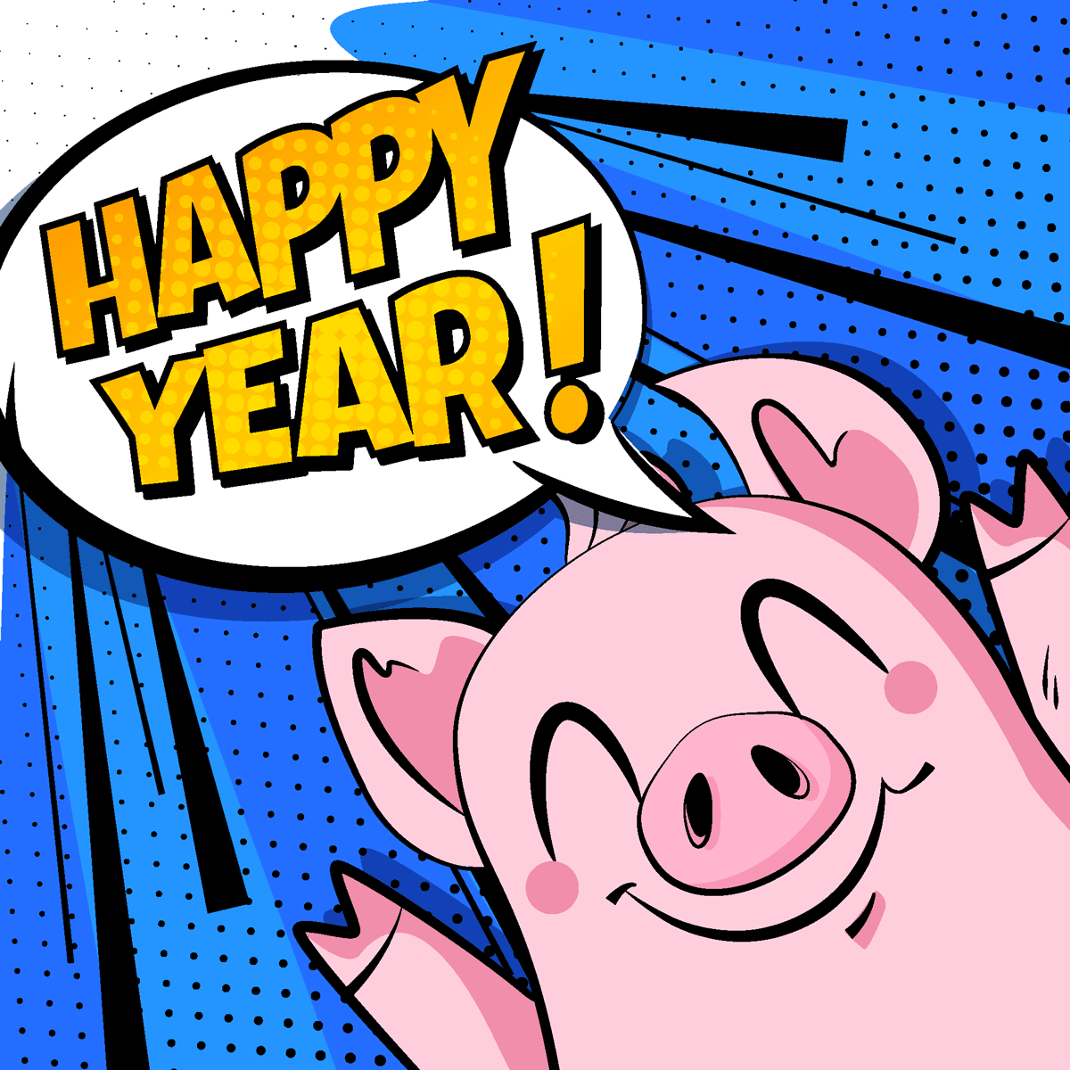 蓝色的新年猪年背景 Blue New Year Backgrounds With Pigs插图1