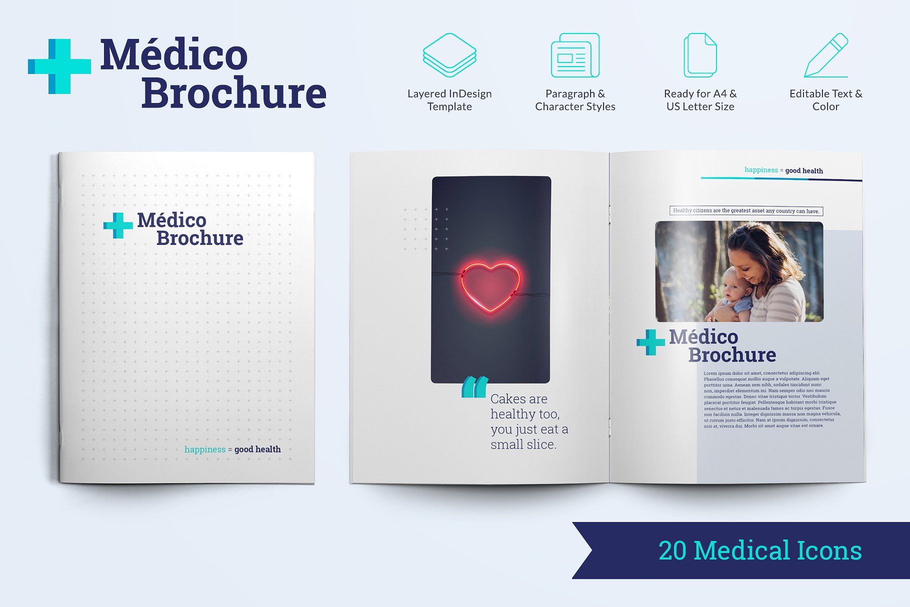 现代简约的医疗服务画册模板 Medico Brochure Template插图