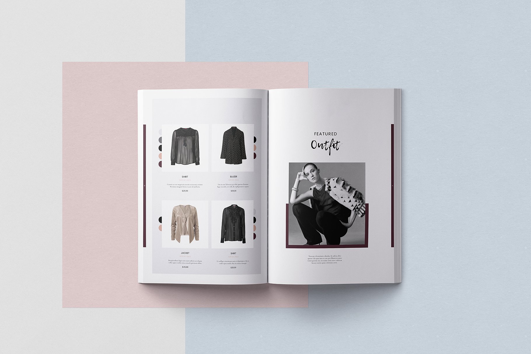 时尚优雅的女性服装A4画册模板 Modern Elegant Women’s Clothing A4 Album Template插图6