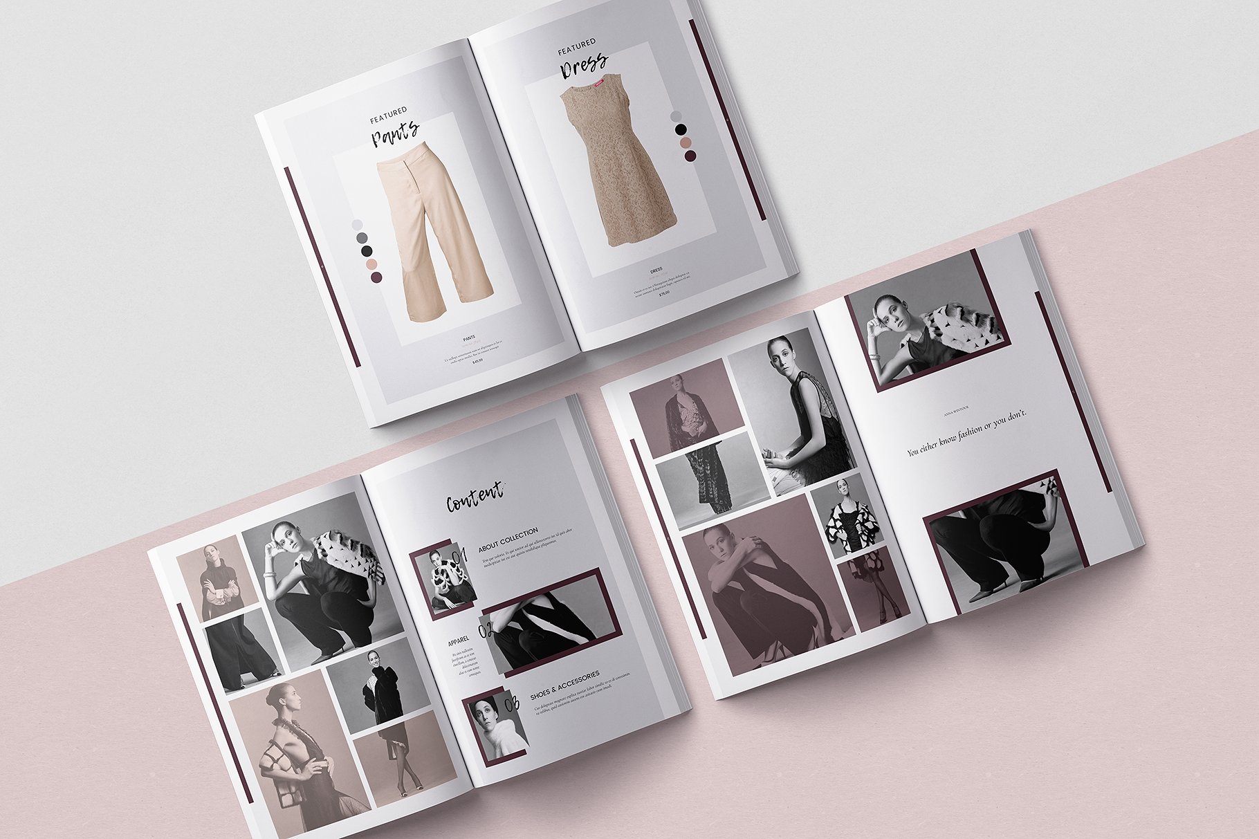 时尚优雅的女性服装A4画册模板 Modern Elegant Women’s Clothing A4 Album Template插图8
