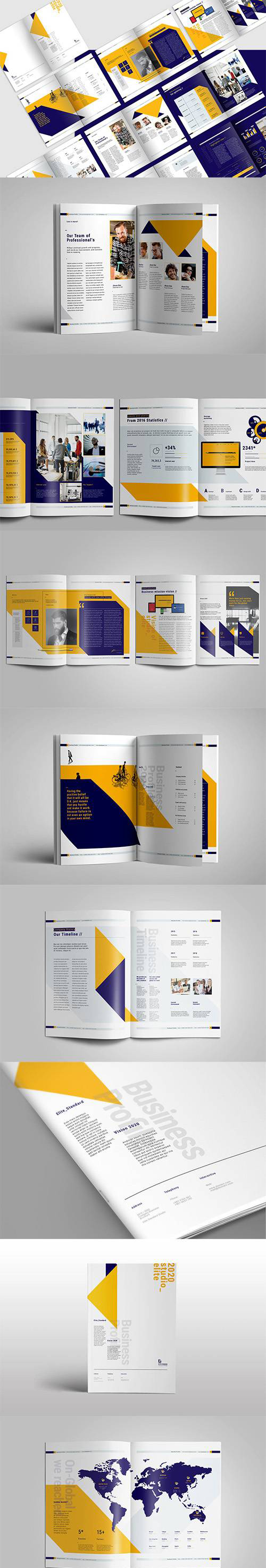 几何图形分割的企业介绍画册模板 Geometric Segmentation Of Corporate Presentation Brochure Template插图