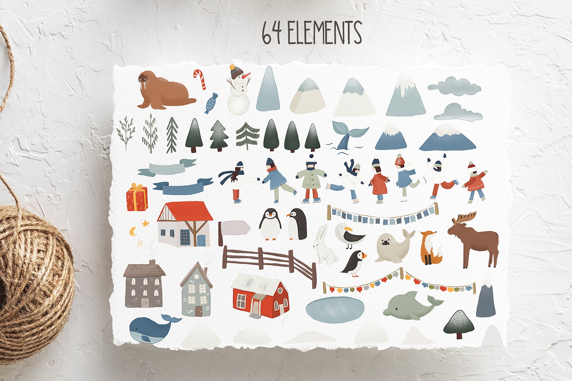 冰天雪地的冬季元素的卡片图案 Card Pattern 0f Winter Elements In Ice And Snow插图4