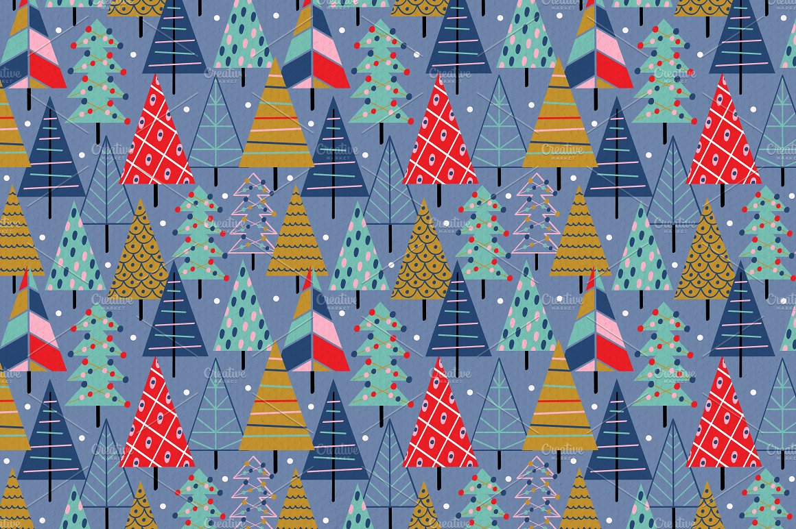五彩斑斓的圣诞节装饰矢量图案 Colorful Christmas Decoration Vector Pattern插图11