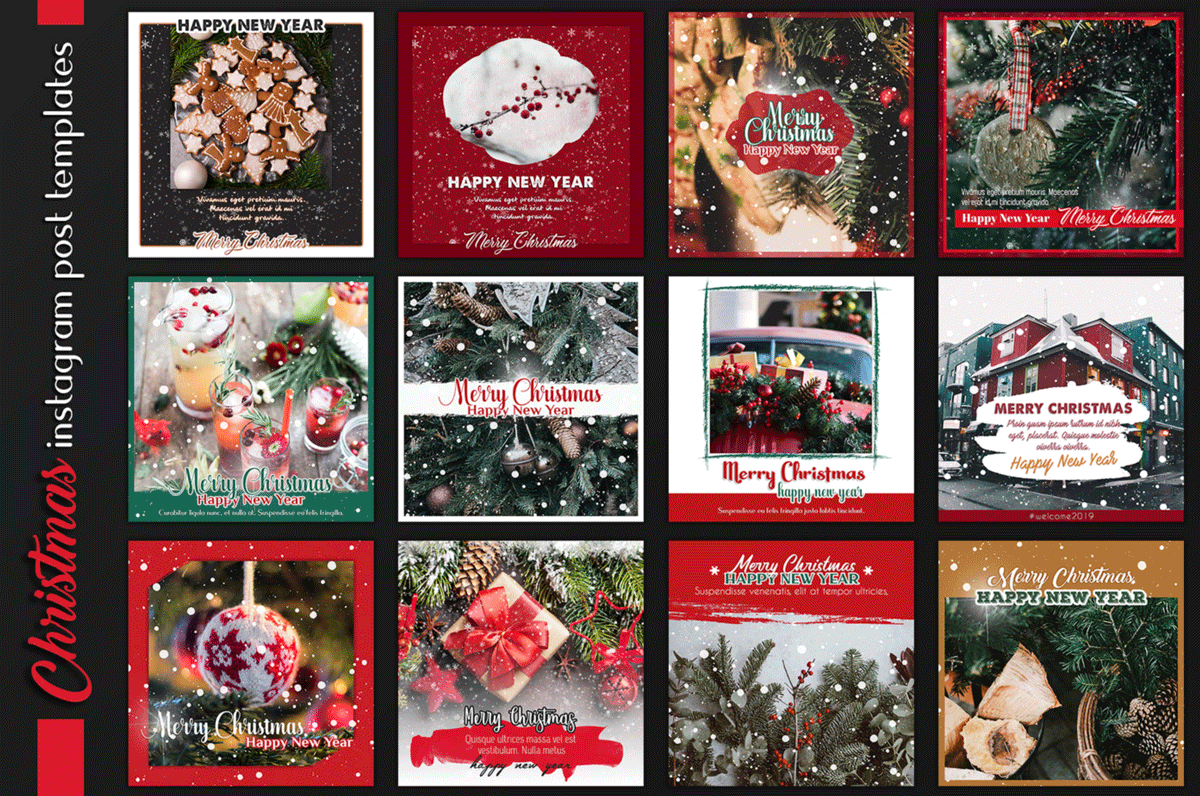 圣诞节和新年Instagram故事卡片模板套装 Christmas Instagram & Card Bundle插图20