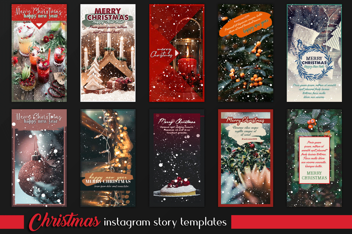 圣诞节和新年Instagram故事卡片模板套装 Christmas Instagram & Card Bundle插图19