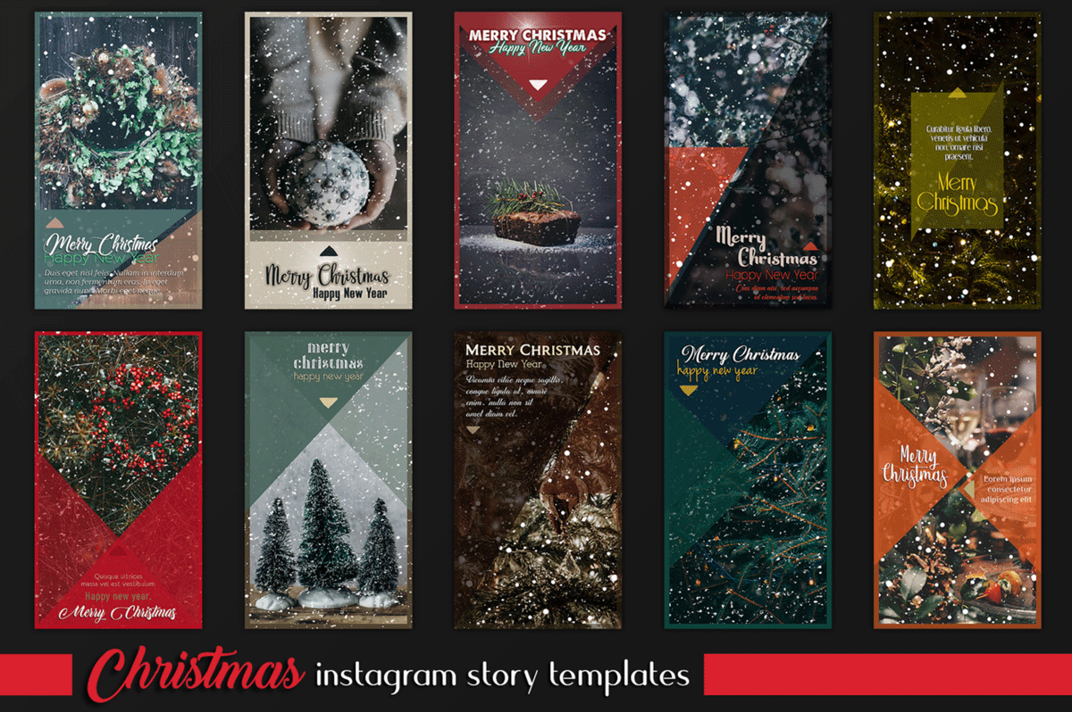 圣诞节和新年Instagram故事卡片模板套装 Christmas Instagram & Card Bundle插图15