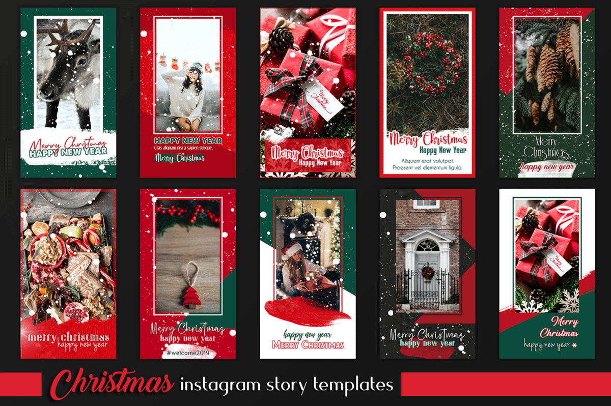 圣诞节和新年Instagram故事卡片模板套装 Christmas Instagram & Card Bundle插图12