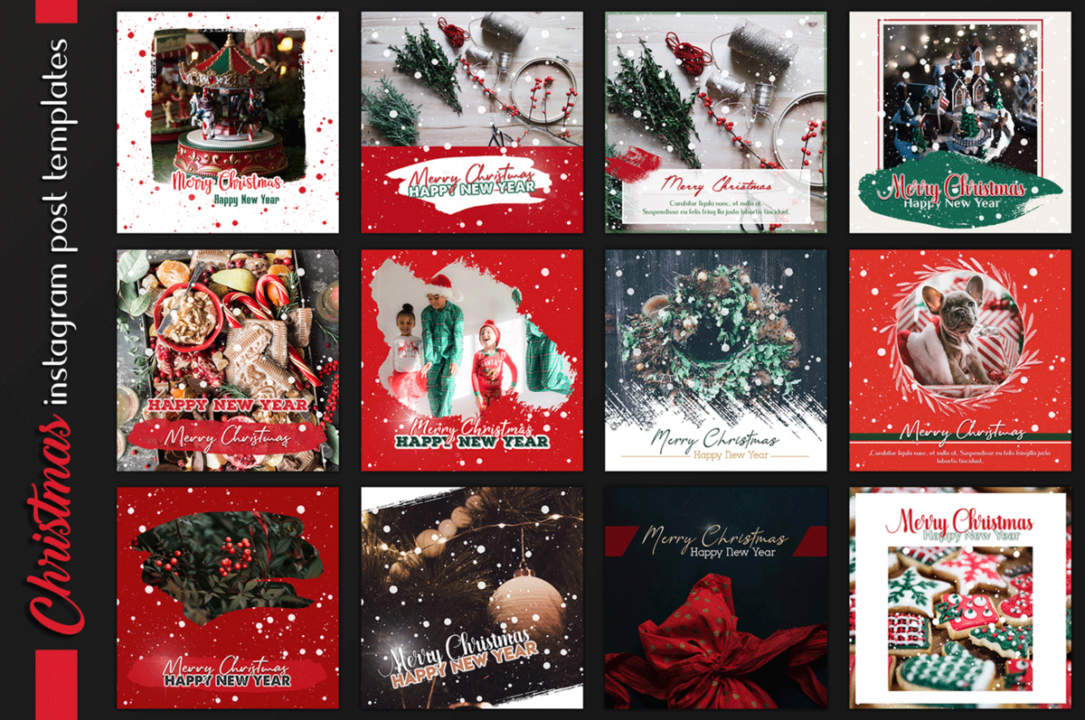 圣诞节和新年Instagram故事卡片模板套装 Christmas Instagram & Card Bundle插图11