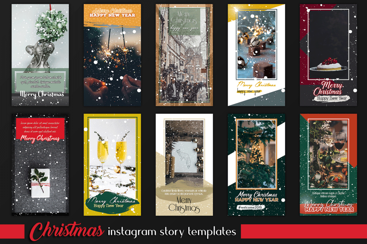 圣诞节和新年Instagram故事卡片模板套装 Christmas Instagram & Card Bundle插图7