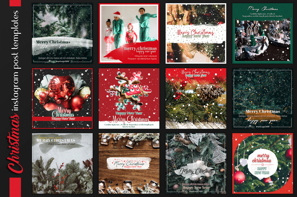 圣诞节和新年Instagram故事卡片模板套装 Christmas Instagram & Card Bundle插图2