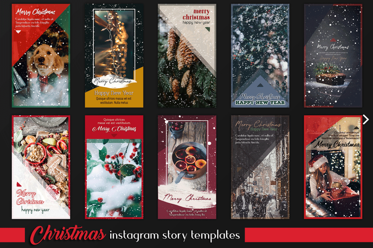 圣诞节和新年Instagram故事卡片模板套装 Christmas Instagram & Card Bundle插图