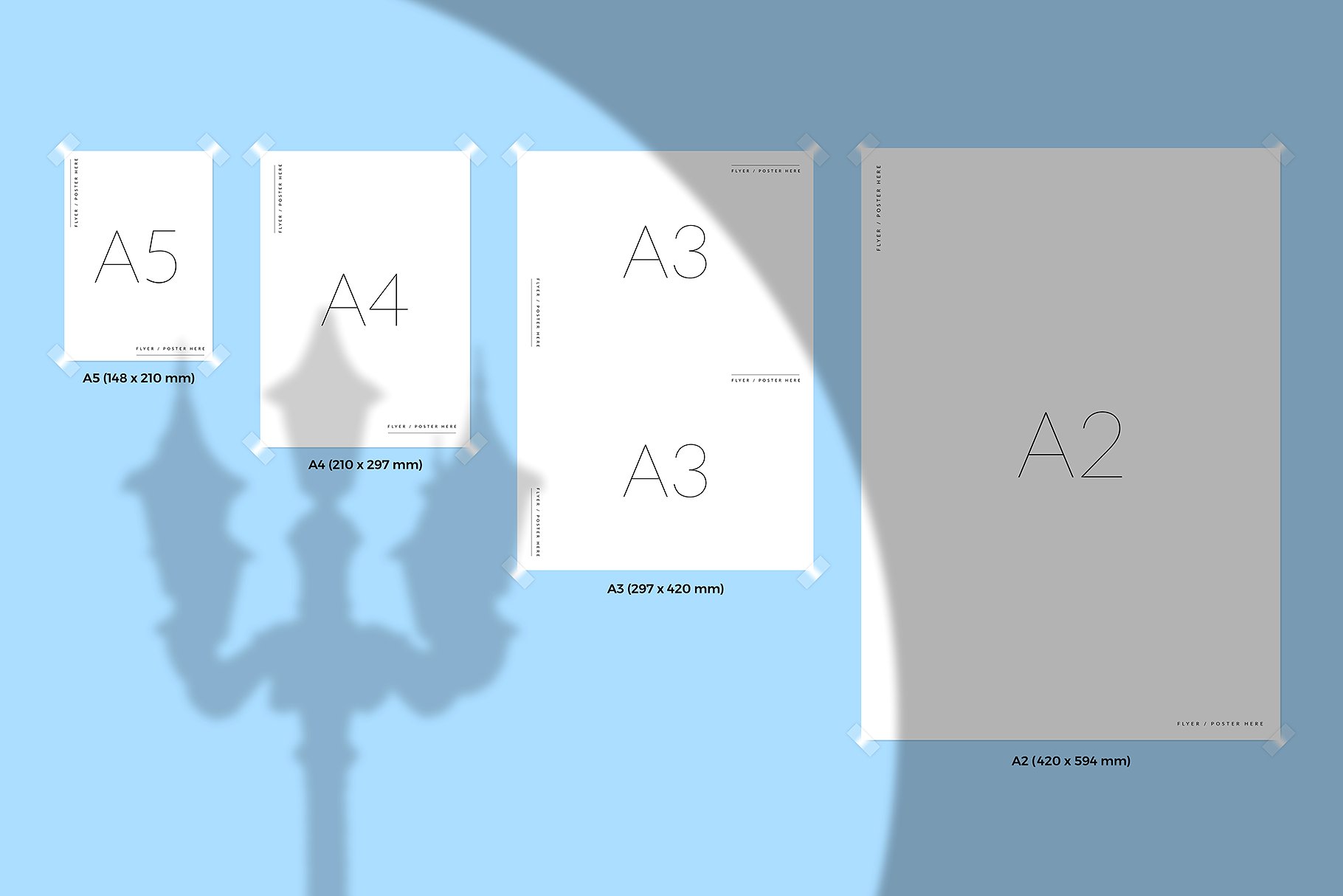 带有阴影的印刷品场景展示样机 Printed Scene Display Prototype With Shadow插图7