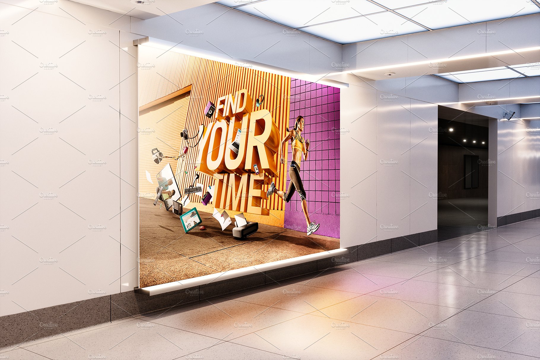 多角度的地铁火车站广告牌样机 Billboard Mockup – Ad Station Series插图2
