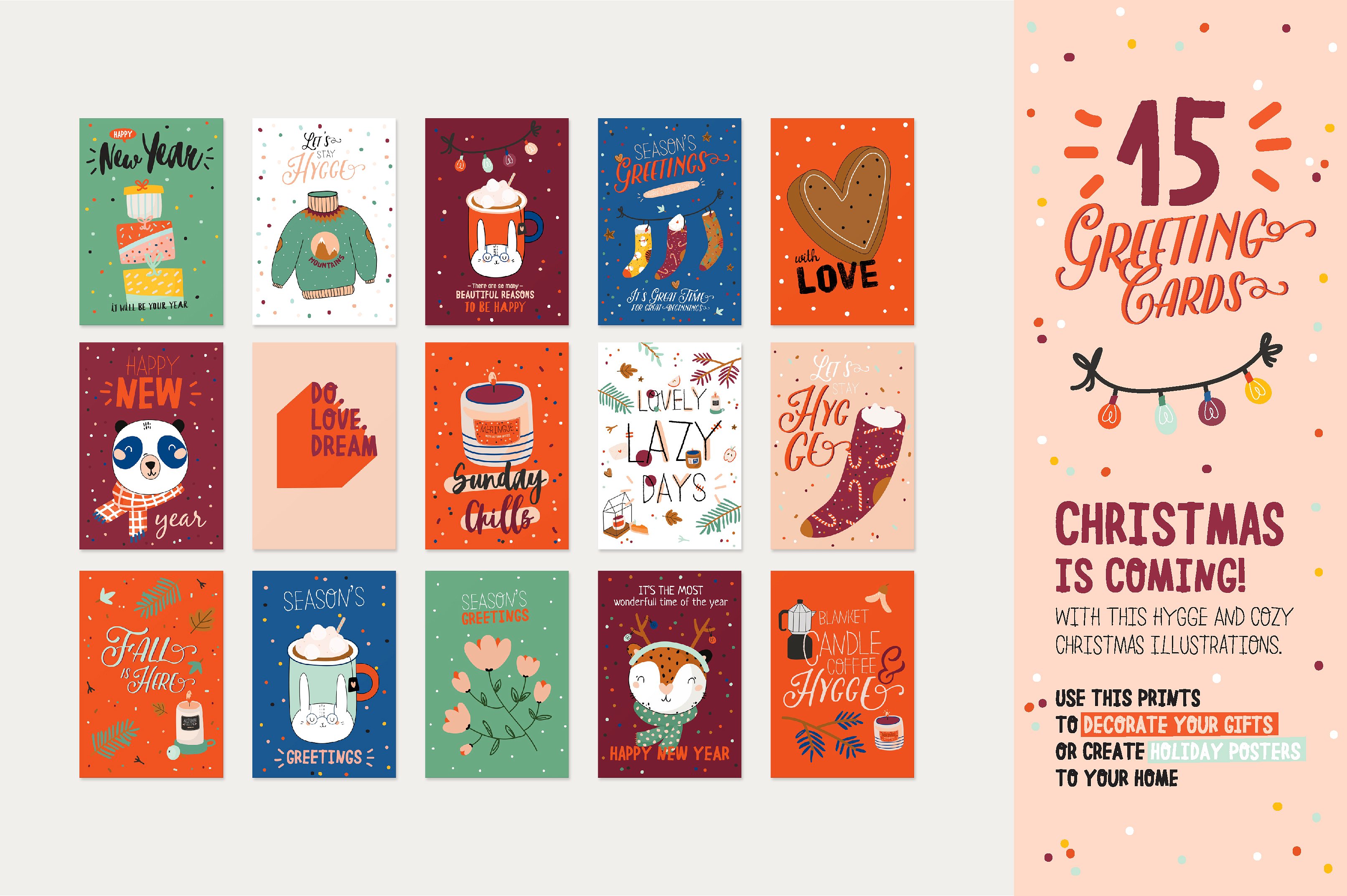 可爱的圣诞贺卡和礼品标签插图 Cute Christmas Cards & Gift Labels插图2