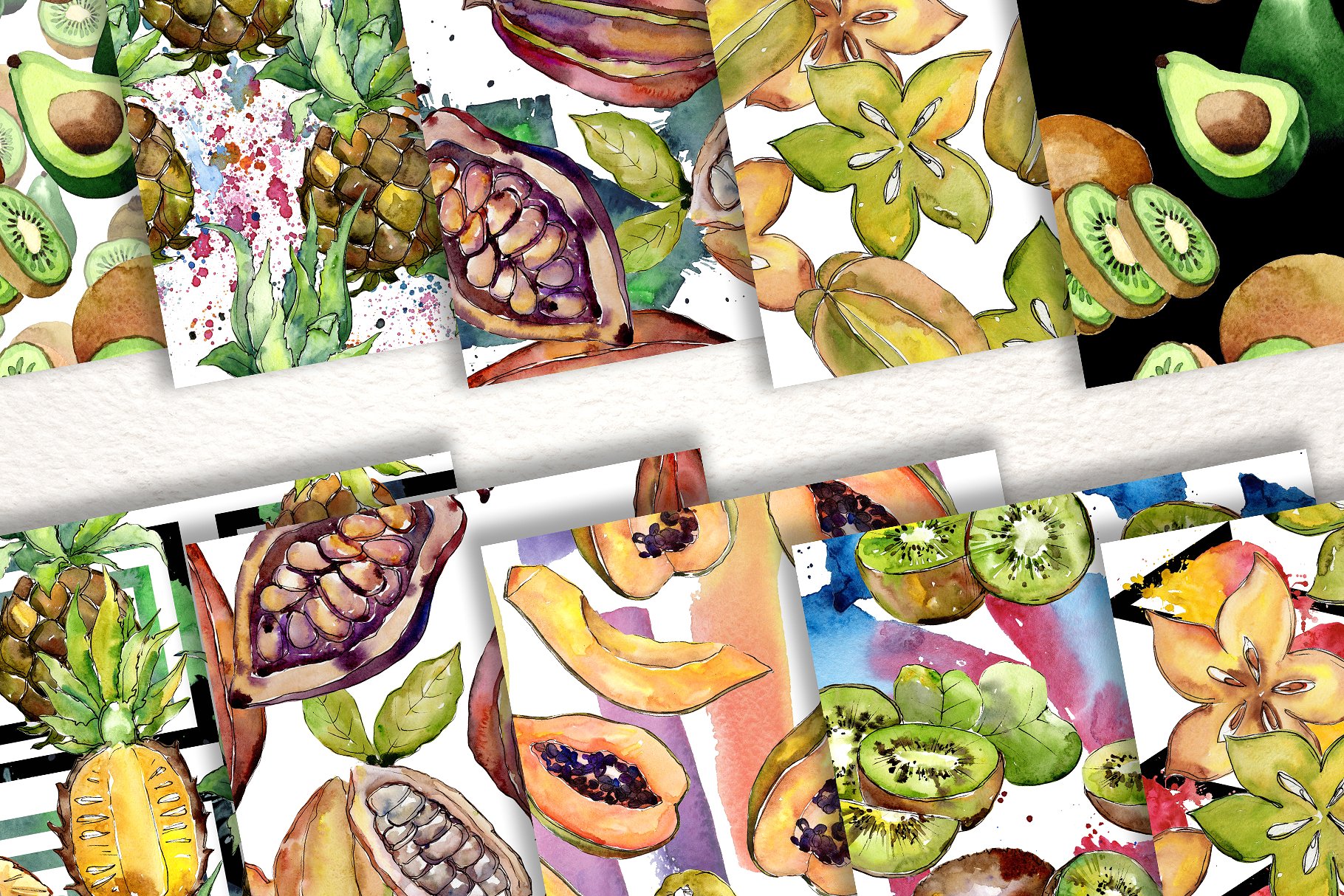 100美味的手绘水果水彩画集 100 Yummy Patterns Of Fruits JPG Watercolor Set插图9